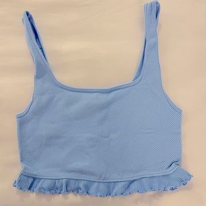 Zara ribbed stretchy crop top, blue, size M-L